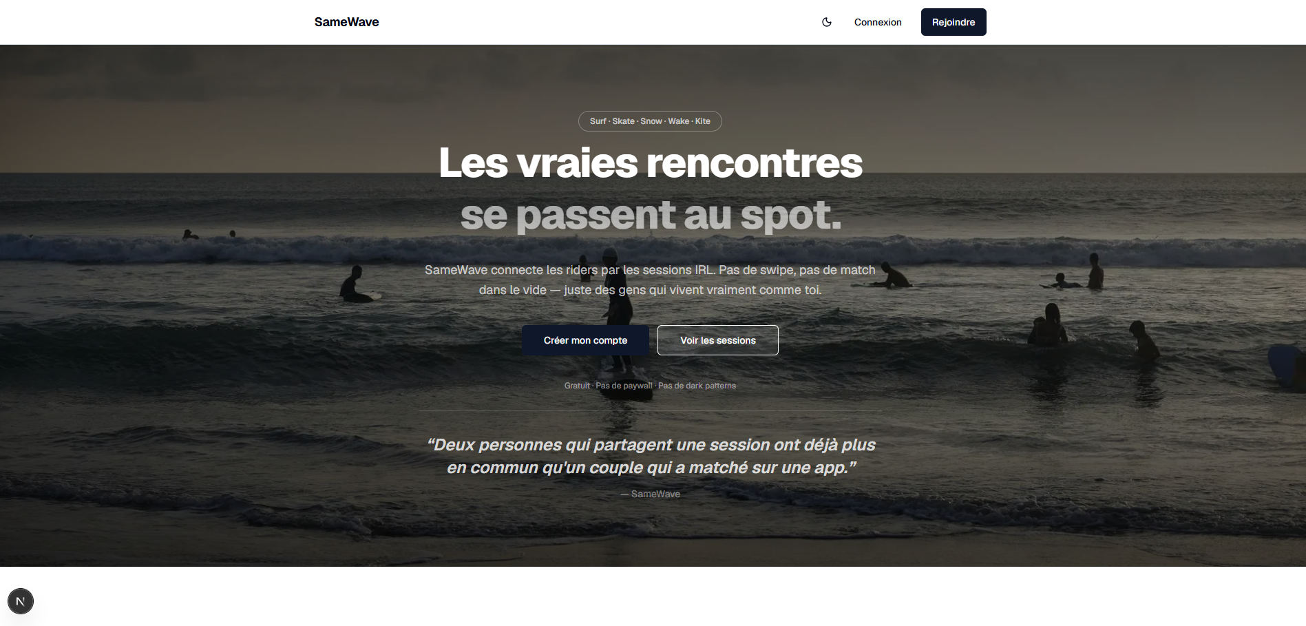 SameWave - Plateforme sociale pour riders